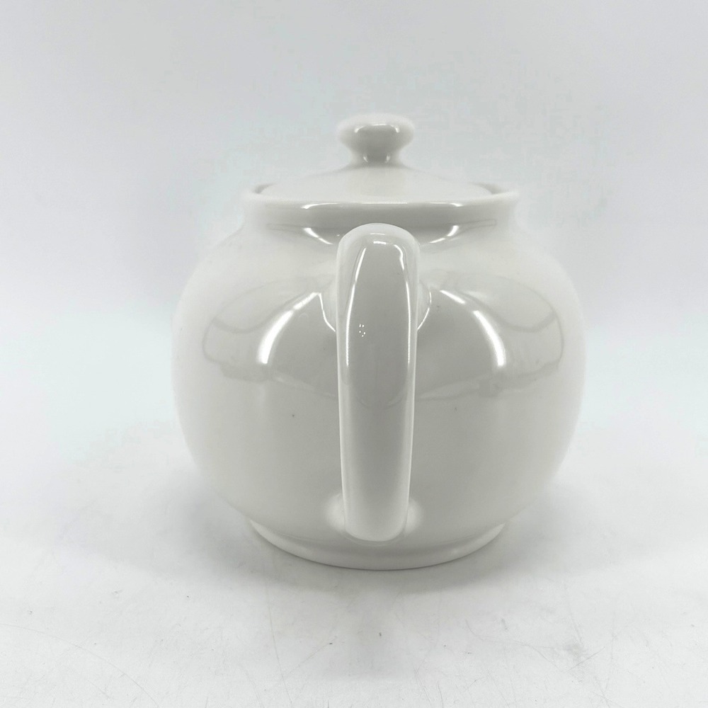 Crate & Barrel Duchess White Stoneware Teapot 38 Oz Simple Classic Round Design - Picture 3 of 10